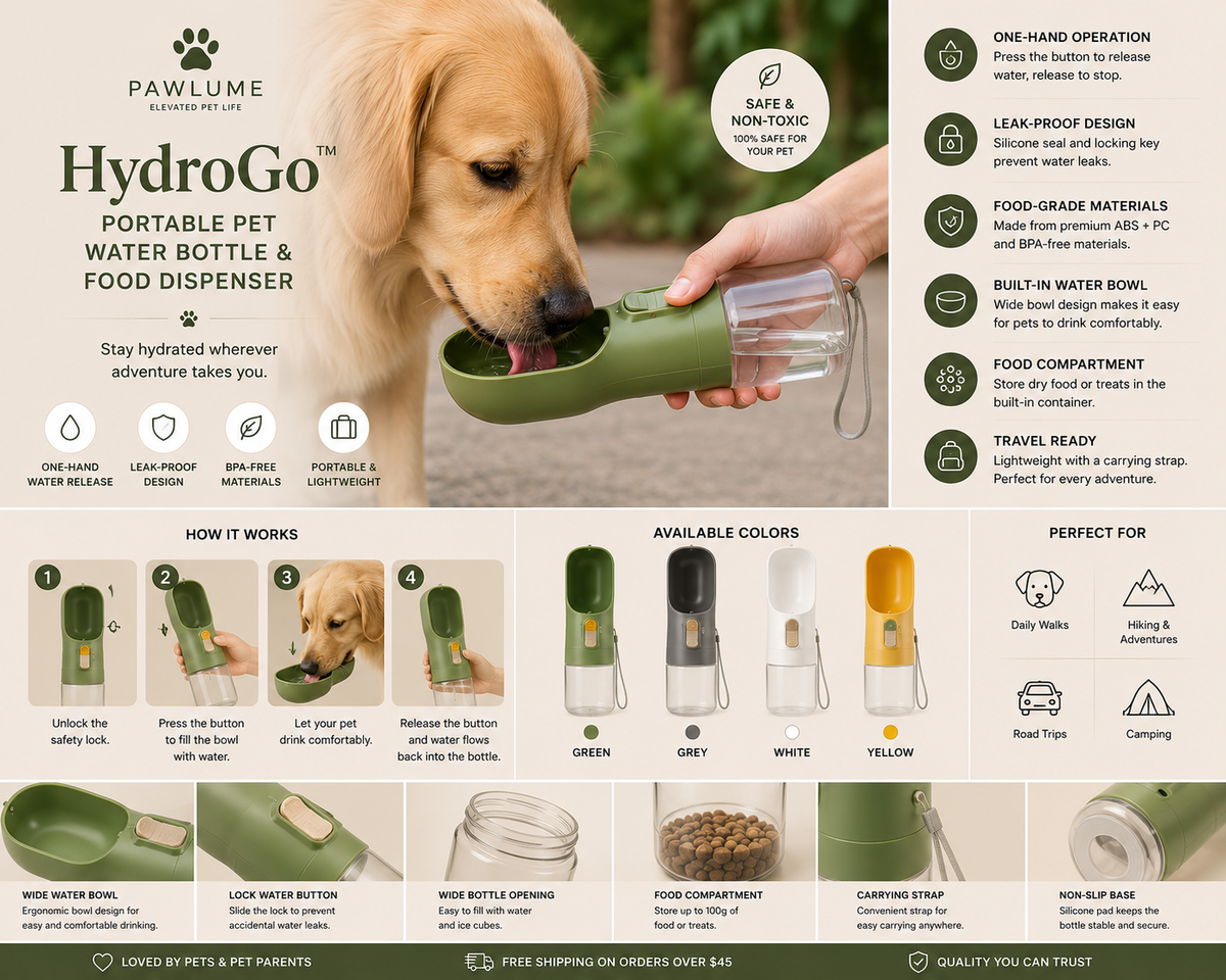 Pawlume™ Portable Pet Water Bottle & Food Dispenser
