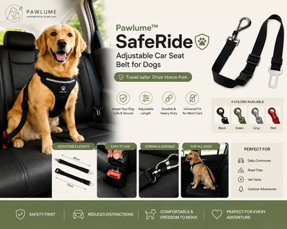 Pawlume™ SafeRide Adjustable Car Seat Belt for Dogs