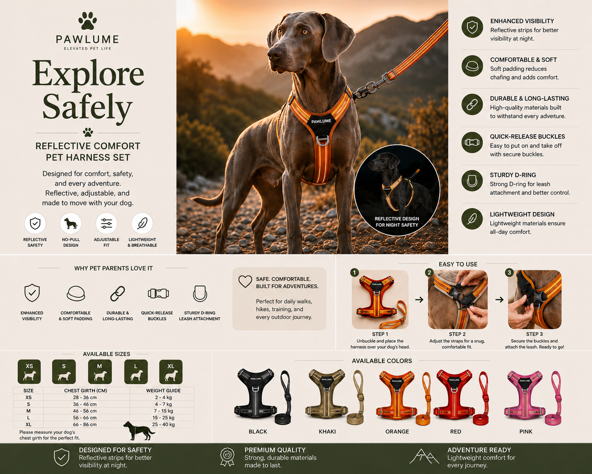 Pawlume™ Reflective Comfort No-Pull Dog Harness Set