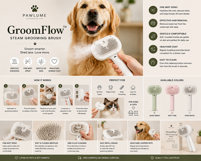 Pawlume™ SteamGroom 3-in-1 Pet Steam Brush